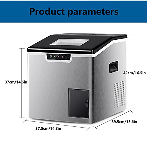 Máquina fabricadora de hielo de auto-limpieza para encimera, 18 cubos en 8 minutos, portátil y compacta, con cucharón y canasta para hielo, acero inoxidable, ideal para hogar/cocina/oficina/bar, color plata miniatura 6