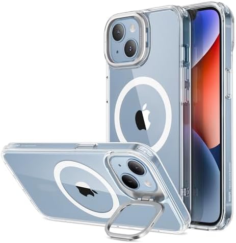 ESR for iPhone 14 Plus Case, Compatible with MagSafe, Adjustable Camera Ring Stand, Scratch Resistant Back, Military-Grade Protection, TPU, Classic Magnetic Back Cover with Kickstand, Clear