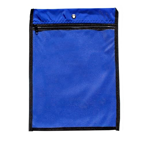 Media Pouch and Nylon Tote Bag for Books, Headphones, and School Accessories, Heavy Duty Travel Storage for Classroom or Library, 16.5 x 11.75 Inch (Royal Blue)