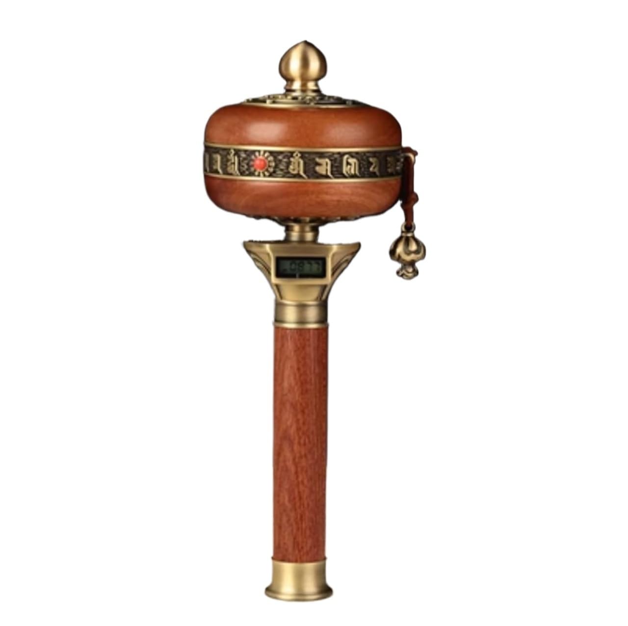 VHcgCGJ Prayer wheel, Wheel Alloy And Wood Hand Held Tibetan Buddhist Prayer Six Words Mantra Multicolor(Bronze)
