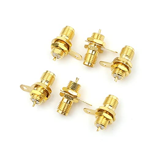 ACICS 6Pcs/lot RF Adapter Connector SMA Female Panel Mount with Nut Bulkhead Handle Solder