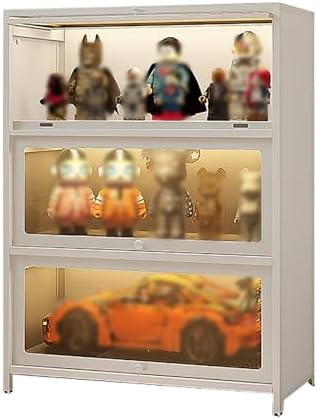 Black Glass Display Cabinet for Collectibles - Floor Standing Curio Shelf with 4 Shelves - Trophy Case for Living Room & Study - Modern Design, 70x35x106.2CM