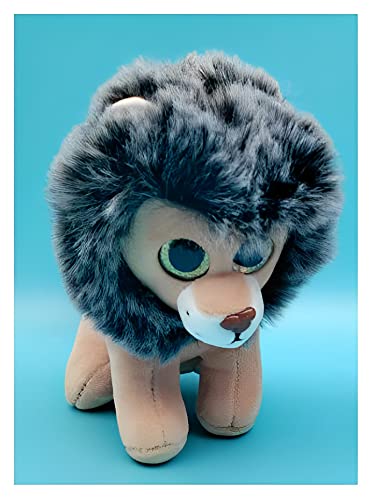 Image of Tickles Lion Glitter Eyes Soft Stuffed Plush Animal Toy for Kids Birthday Gift (Size: 20 cm; Color: Brown & Black)