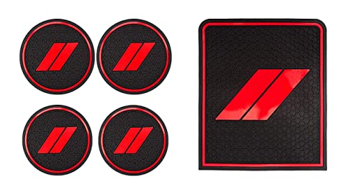 Auprite Anti Dust Mats for Dodge Journey 2011-2022 Custom fits Cup Holder Liners Mats Center Console Liners(5Pcs Set,Red Trim)