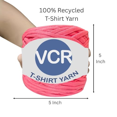 Image of VCR Blush Pink Big T-Shirt Yarn, 100 Meters Length, Recycled & Fashionable Craft Yarn, Pack of 1, Suitable for Crochet, Knitting & DIY Bags, Baskets, Cushions & Home Decor Projects