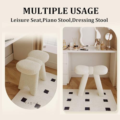 Taburete de terciopelo con lazo y asiento acolchado para decoración de salones 7