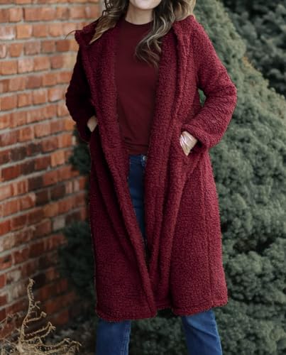 Ladies Cozy Winter Teddy Bear Long Coats for Women 2024 Fashion Oversized Jacket Fuzzy Fleece Faux Fur Sherpa2