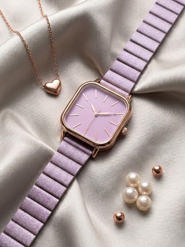 Image of AMERICANVIBER | Premium Square Analog Watch for Women & Girls | Stylish Stainless Steel Strap | Elegant Heart Second Hand | Adjustable Lock | Trendy Ladies Wrist Watch under 499 | Square Case Design | Perfect for Casual | Affordable Fashion Watch for Girls