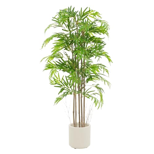 ML-Design Bambú Artificial 150 cm Decorativo, Planta Grande Estilo Oriental Falsa Tronco Hojas y Maceta de Plástico, para Interior y Exterior, Árbol Ornamental Realista para Salón Oficina o Recepción