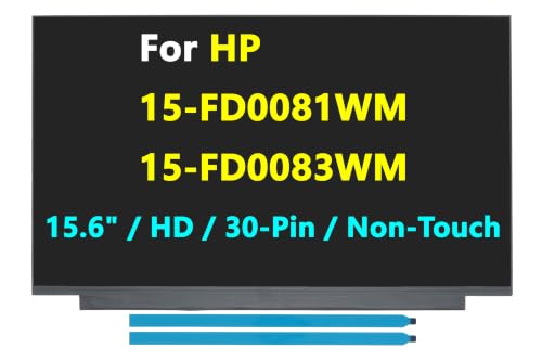 Image of 15.6 inch HD LCD Screen for HP 15-FD0081WM 15-FD0083WM | 1366 x 768 resolutionNon-Touch, Anti-Glare, TN,250nit, 45%NTSC Replacement Laptop Display (Glossy)