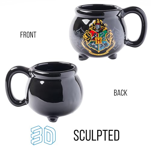 Image of Silver Buffalo HP9895B Warner Bros Harry Potter Hogwarts Cauldron 3D Sculpted Ceramic Mug, 20-Ounces | Warner Bros., 0.6 Liters, Black, 3D Sculpted Cauldron Shape