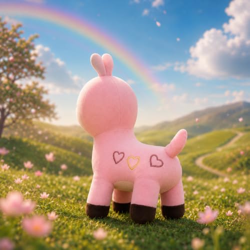 Image of Pink Reindeer Plush Toy, 30 cm, Soft Stuffed Animal with Heart Design