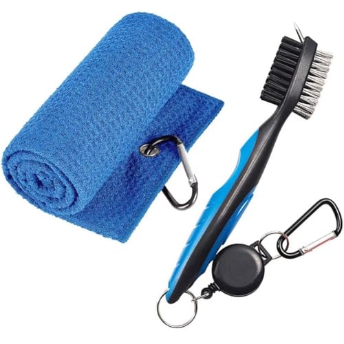 Berfea Golf Club Cleaner Brush and Golf Towel Kit,Golf Club Brush and Golf Groove Cleaner Cleaning Kit Tool,Golf Accessories for Men