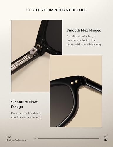 TIJN Vintage Cat Eye Sunglasses Women Retro Oval Frame UV400 Polarized Sun Glasses Lightweight Sunnies for Small Face(Black)