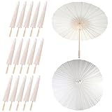 ATTRACME ホワイトペーパー傘 15個パック ウェディング傘 バルク 日和日傘 DIYペインティング傘 ゲスト用 ウェディングパーティーデコレーション用 (33インチ 15パック)