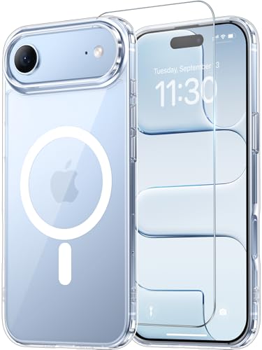 Temdan Designed for iPhone Air Case Clear [Compatible with Magsafe][Screen Protector][Anti-Yellowing][17 Ft Military-Grade Protection] Shockproof Slim Magnetic Phone Case for 6.5 inch Transparent