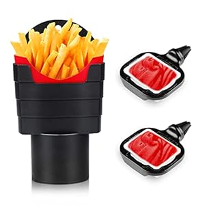 Fowecelt 3 Piece Chip Fries Cup Holder Car Sauce Holder Car Fries Holder Dip and Sauce Holder Clip Set