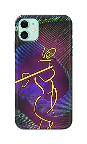 Image of PRINTFIDAA Lord Krishna On Peacock Feather Hard Back Cover for Apple iPhone 11 (6.1 inch), A2221, A2111 Back Cover -(P6) KAT1007