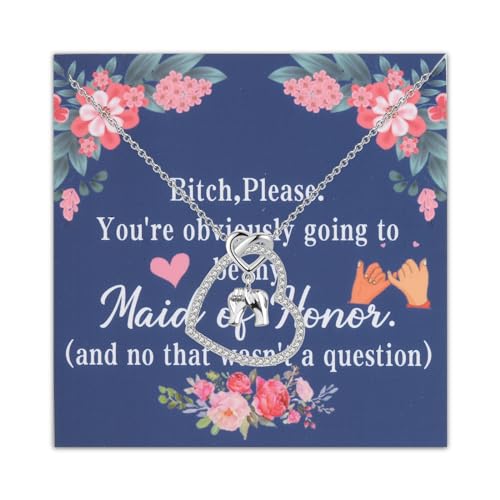 LQRI Maid of Honor Proposal Gift Pinky Promise Charm Maid of Honor Necklace Bridesmaid Jewelry Maid Of Honor Bestie Gift