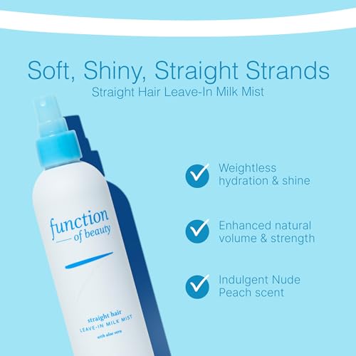 Image of Function of Beauty Straight Leave In Hair Conditioner - Anti-Frizz, 2-Pack | Lightweight Moisturizing Sulfate-Free Leave In Conditioner Treatment for Natural Volume & Shine - Oily Hair Care Products