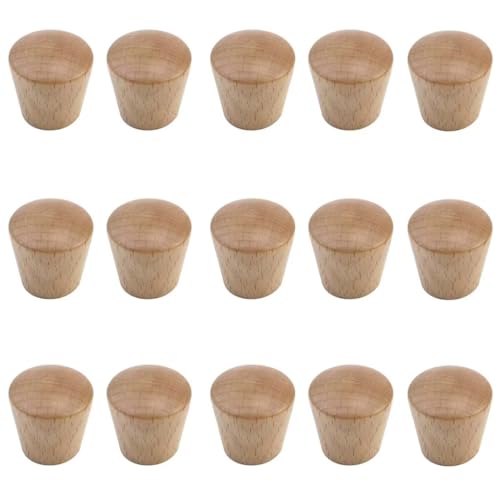 Boutons de tiroir en bois de commode poignées coniques x15 - 2