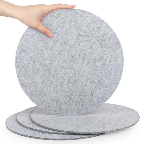 SOSMAR 4 Stück Groß Filzuntersetzer Filzunterlage für Töpfe, Gläser, Teller und Pfannen- Rund Ø 30cm x 5mm Untersetzer Filz Tischschoner Tischuntersetzer Platzset (Hellgrau)