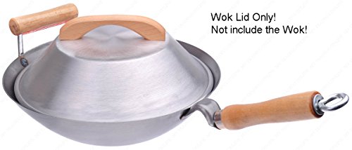 Aluminum Flat Wok Lid/Wok Cover, 13-Inches, (For 14" Wok), 18 Gauge, Usa Made #TOP2