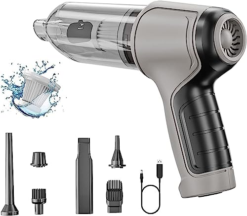 Aoun Aspirapolvere portatile e soffiatore senza fili, 12000 Pa, forte aspirazione 120 W ad alta potenza, aspirapolvere portatile ricaricabile per auto, computer, peli di animali domestici (grigio)
