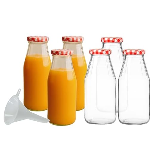 mikken 6 x glasflaskor 500 ml, flaska med skruvlock inklusive tratt