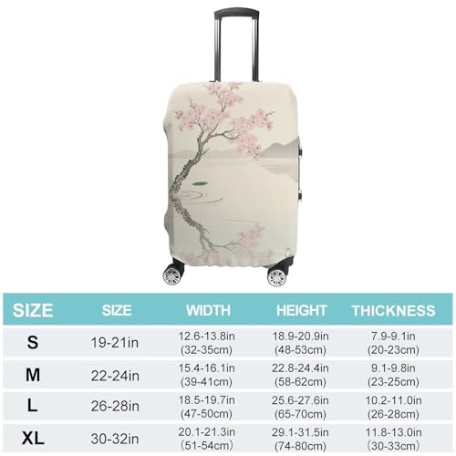 Japanese Floral Cherry Blossom Elastic Luggage Cover Suitcase Protector for 19-32 Inch Suitcases | Universal Stretchable Travel Bag Cover | Anti-Scratch, Washable with Zipper Closure S2