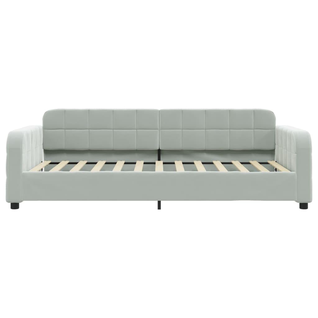 Łóżko dzienne wysuwane z szufladami, jasnoszare, 90 x 200 cm, aksamitna tapicerka, uniwersalna sofa do spania z miejscem do przechowywania do sypialni, wytrzymała rama łóżka