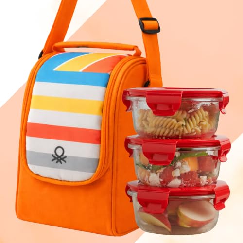 Image of United Colors of Benetton Lunch Bag Set 3 Glass Containers Insulated