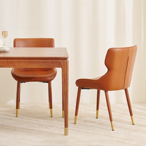 Image of Home Centre | Amanda Set of 2 Faux Leather Dining Chairs | Dining Chair for Home | Mild Steel | Brown | 1 Year Warranty