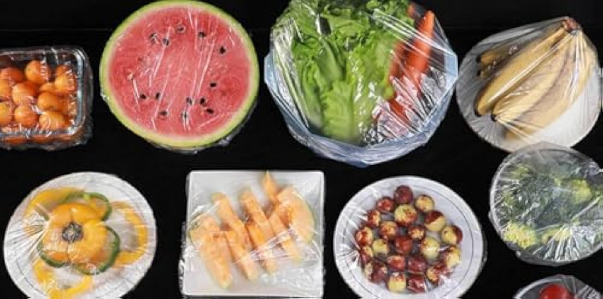 Disposable Food Covers, 100 Pcs Elastic Plastic Wrap