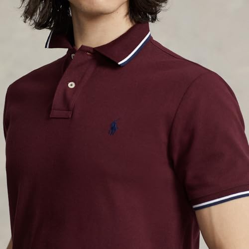 Image of POLO RALPH LAUREN Men's New Classic Fit Polo Shirt (US, Alpha, X-Large, Regular, Regular, Burgundy (Tipped Collar))