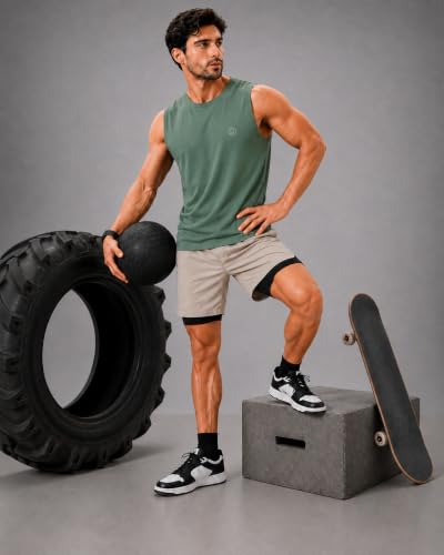 Image of CHKOKKO Sleeveless T Shirts Gym Vest for Men Workout Solid Premium Cotton Blend Tank Top for Man Running Vest Sando Gym Wear Lightweight Breathable Casual Summer Wear Boys