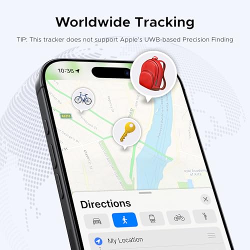 جهاز تتبع متوافق مع آبل فايند ماي من يوجرين (iOS فقط)، جهاز تتبع بلوتوث للأمتعة، مكتشف المفاتيح، بطاقة ذكية للمفاتيح وحقائب السفر وجوازات السفر مع بطارية قابلة للاستبدال
