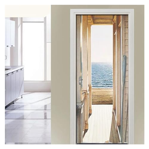 Affiche de decoration masquant les imperfections de porte en sticker