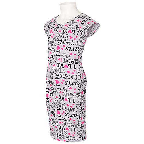 Kids Girls Midi Dress I Love Paris Print Fashion Summer Party Outfit Dresses3