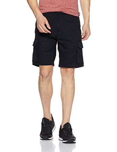 Amazon Brand - Symbol Men's Regular Fit Cotton Stretchable Cargo Shorts (AW17TRS-13-8_Black_34)