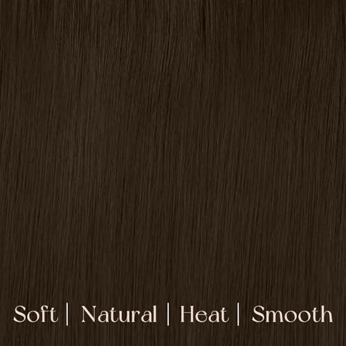 Image of Easyouth Clip in Human Hair Extensions Brown Straight Hair Extensions Clip ins Darkest Brown Clips in Hair Extension Real Human Hair Ease of Use 14 Inch 7Pcs 85G
