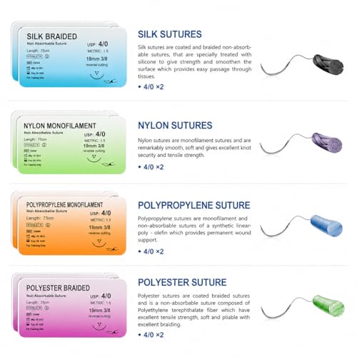 Image of Suture practice kit, suturing practice kit, suturing kit for medical students, suture practice kit with suture pad, suture needle, suture thread & tools training kit, Packed with Suture Materials