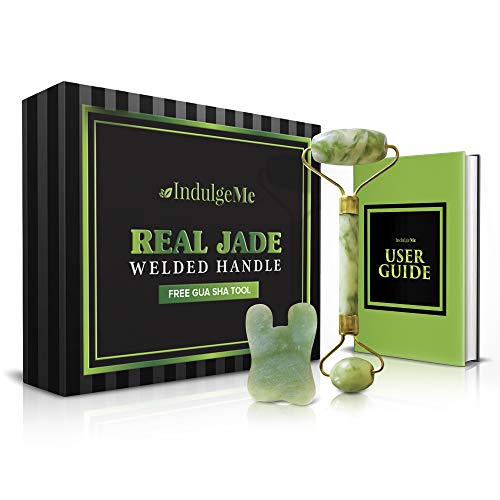 Jade Roller for Face Massager – Anti Aging Wrinkling Facial Therapy, 100% Real Natural Jade Stone with Gua Sha Scraping Tool, Slimming, Face Roller Massage, Healing, Rejuvenating Your Skin Naturally