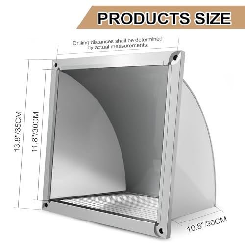 Image of 304 Stainless Steel Outdoor Wall Vent Cover, Exterior Dryer Vent Outlet Grille Louvered Duct Ventilation with Mesh Screen and Tool for Storage Room, Kitchen and Bathroom，14 inchx14 inch
