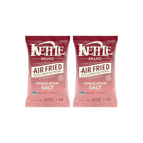 Kettle Brand Potato Chips,Air Fried Himalayan Salt Kettle Chips,6.5 Oz Bag,(Pack of 2)