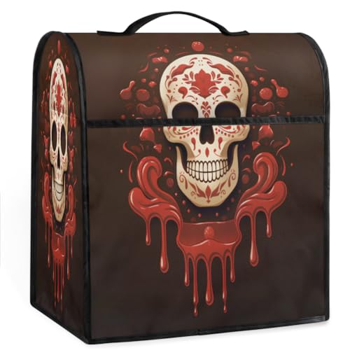 Coffee Maker Cover Sugar Skull Red Kitchen Appliance Covers Small Appliance Covers Blender Cover Juicer Cover Dust Covers for Kitchen Appliances with Top Handle and Pockets,Washable,C397