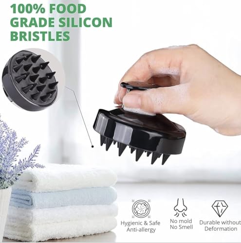 Image of TRACKWORLD Silicone Back Scrubber with Long Handle, Body Scrubber, Scalp Massager, Face Brush, BPA-Free, Multicolour, 5 Pcs Combo