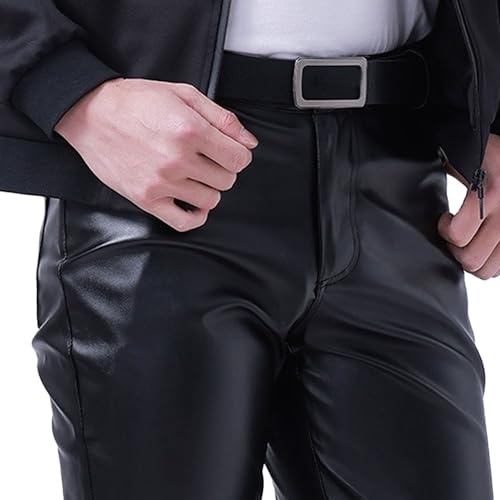 Men's Skinny Faux Leather Pants Slim Fit Stretch Casual Motorcycle Biker Pants Night Club Metallic Punk Pants4