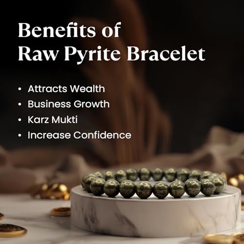 Image of Astrotalk Raw Pyrite Bracelet with Selenite Plate | Stone of Wealth, Abundance & Protection | Pyrite Stone for Wealth, Prosperity & Good Luck | Crystal Bracelet for Man & Woman | Gift for Man & Woman