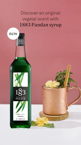 Image of 1883 Pandan Syrup for Drinks, Made in France, 1 Liter Plastic Bottle